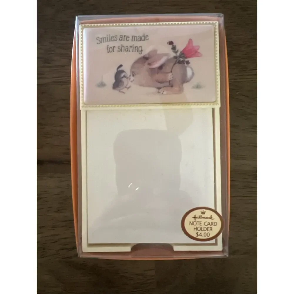 Hallmark Cuddlebunnies Desk Accs Letter Holder & Note Card Holder Set NEW! Vtg